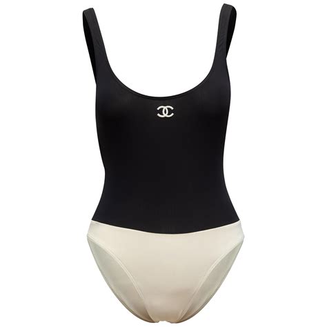 black and white chanel bathing suit